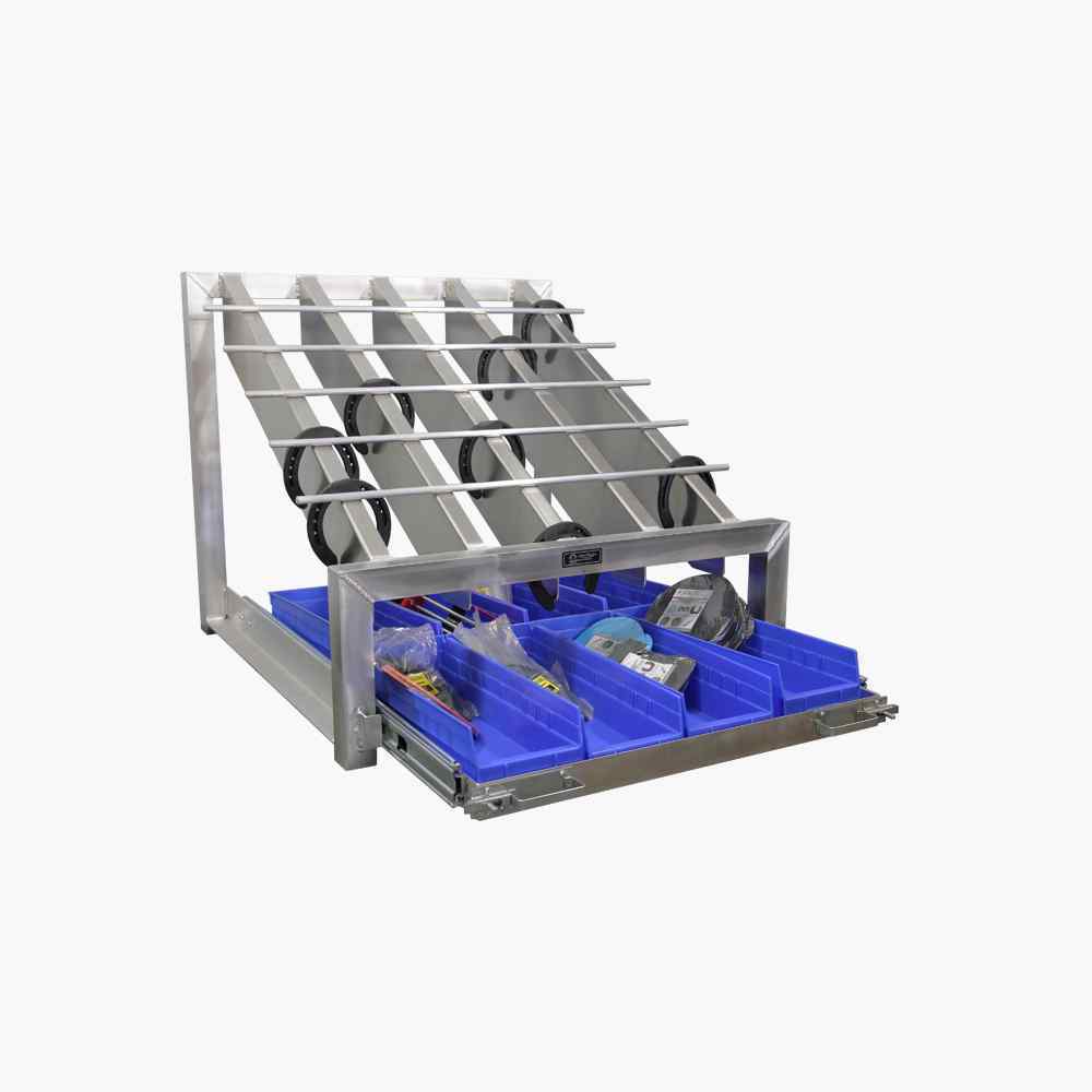 Rack pour fers, 5 x 5 - dimensions : 86 x 76 x 94 cm